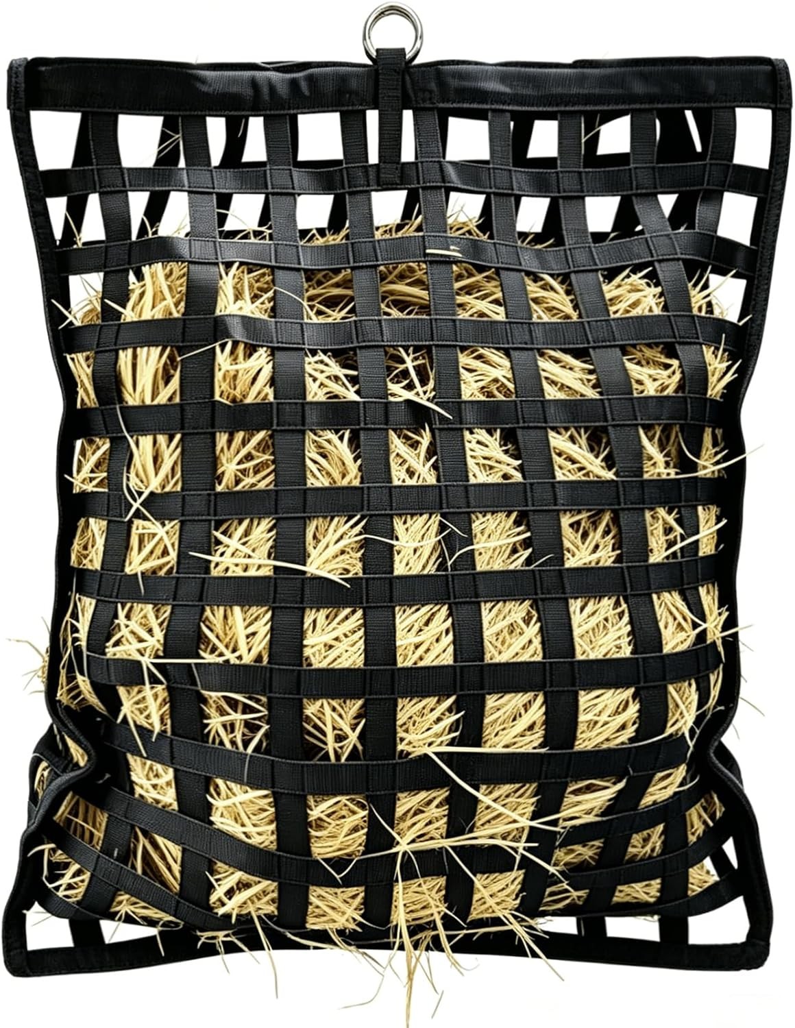 Slow Feed Hay Net for Horses,37 x 30 Inch,Black ,2″ Hole Horse Livestock Feeder