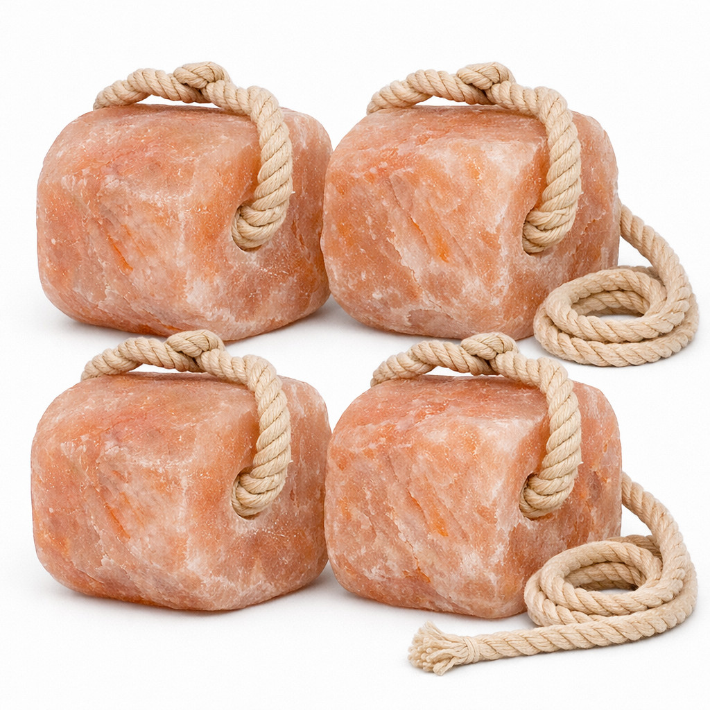 Himalayan Salt Lick Block with Rope for Horses & Livestock 5 LB Natural 4 Pack