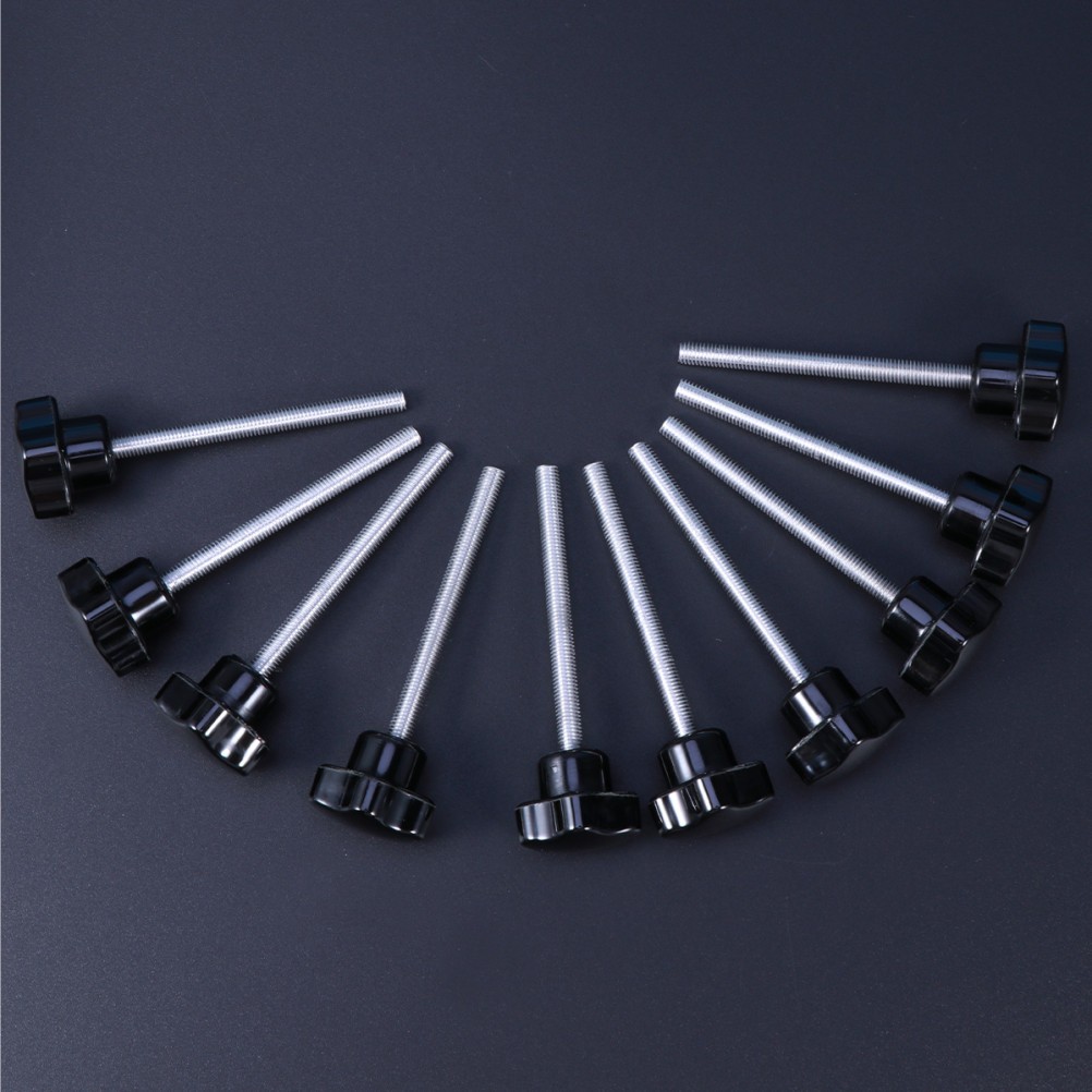 10 PCS M5x60 Hole Screw Grips Clamping Knobs (Black)
