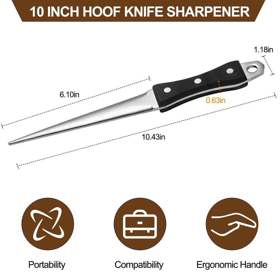 DICAFU Hoof Knife Sharpener,10 Inch Farrier Tool,Honing Rod with Professional…
