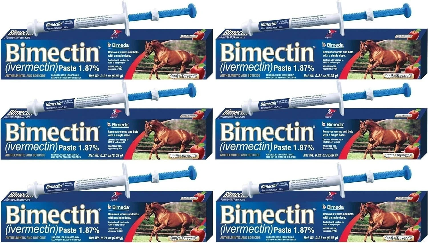 6 pack Paste Horse Dewormer Apple Flavor (6 DOSES) EXPIRES 2027