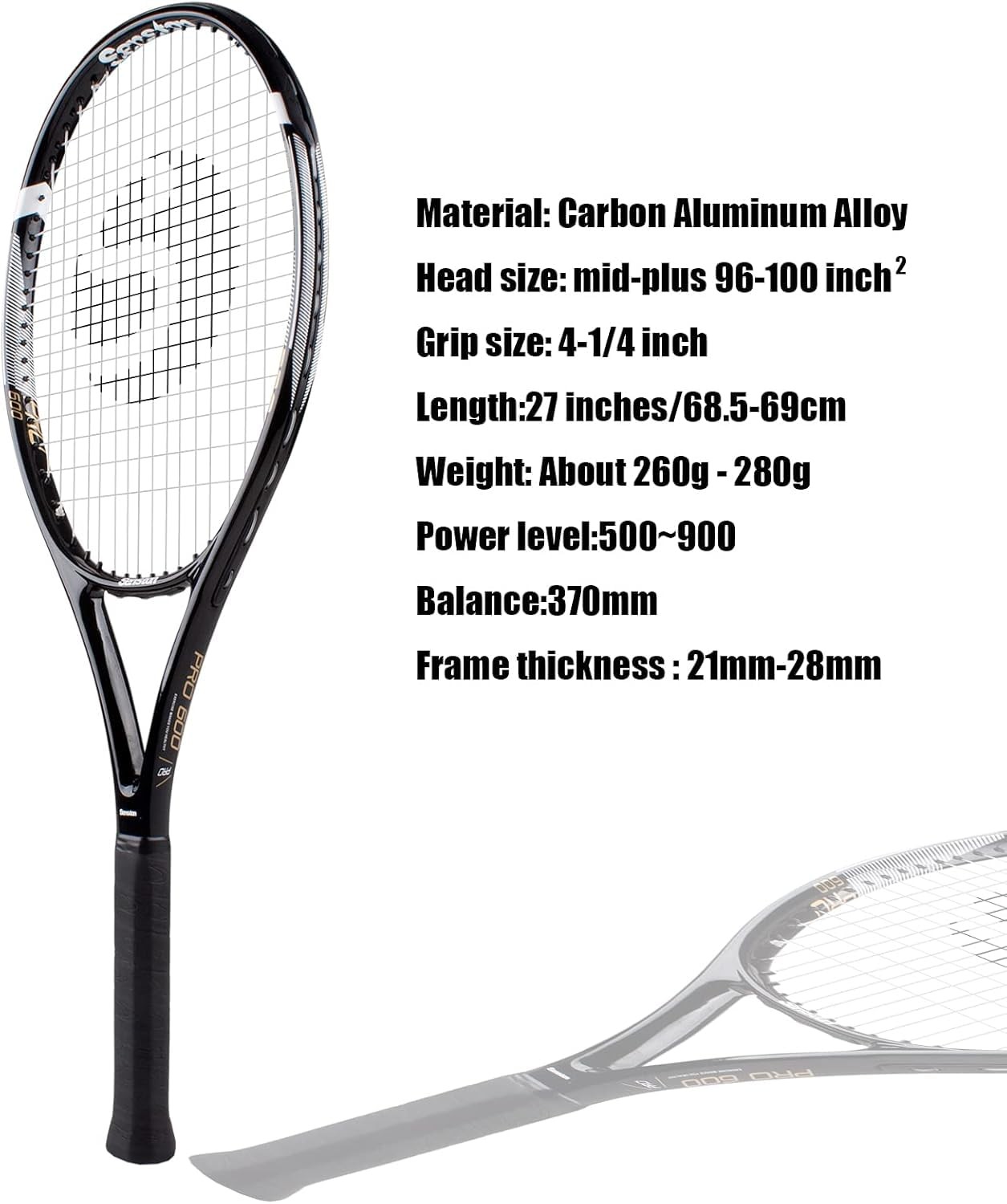 27 Inch Tennis Set for Beginners & Recreational Players Lightweight Tennis Racket with…