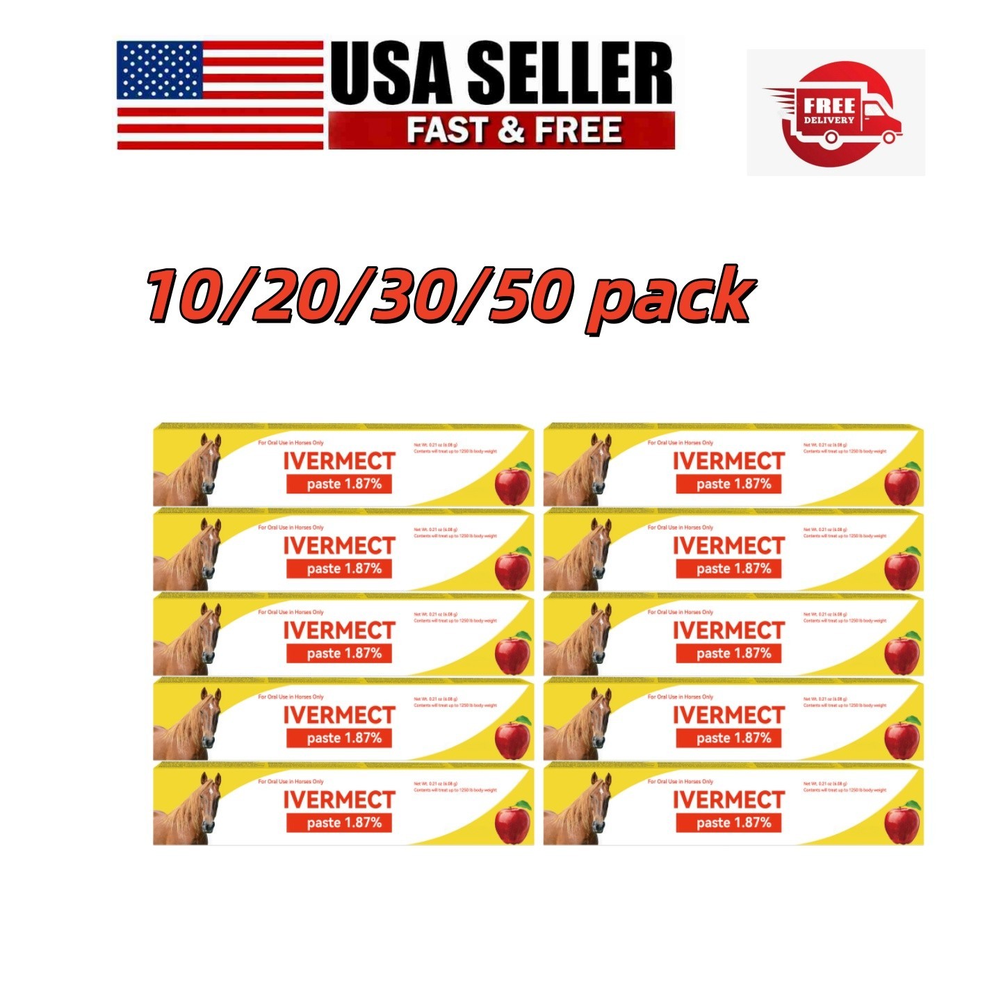 New Paste Wormer Horse Dewormer Apple Flavor US Free Shipping EXP01/2028