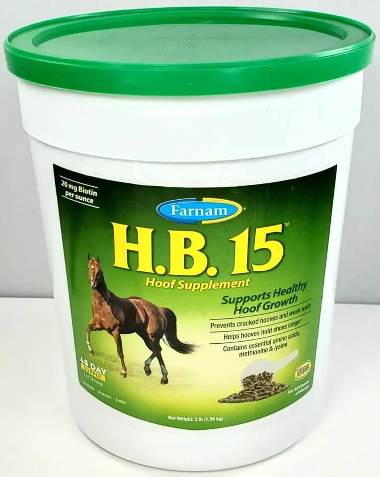 Farnam H.B. 15 Hoof Supplement 3 LB / 48 Day Supply Supports Healthy Hoof Growth