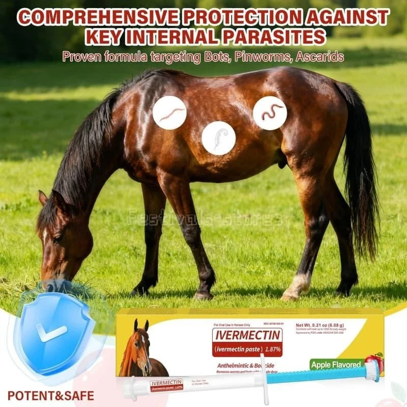 NEW 100 Pack In Box Paste Horse Dewormer Apple Flavor wormer EXP 01/2028