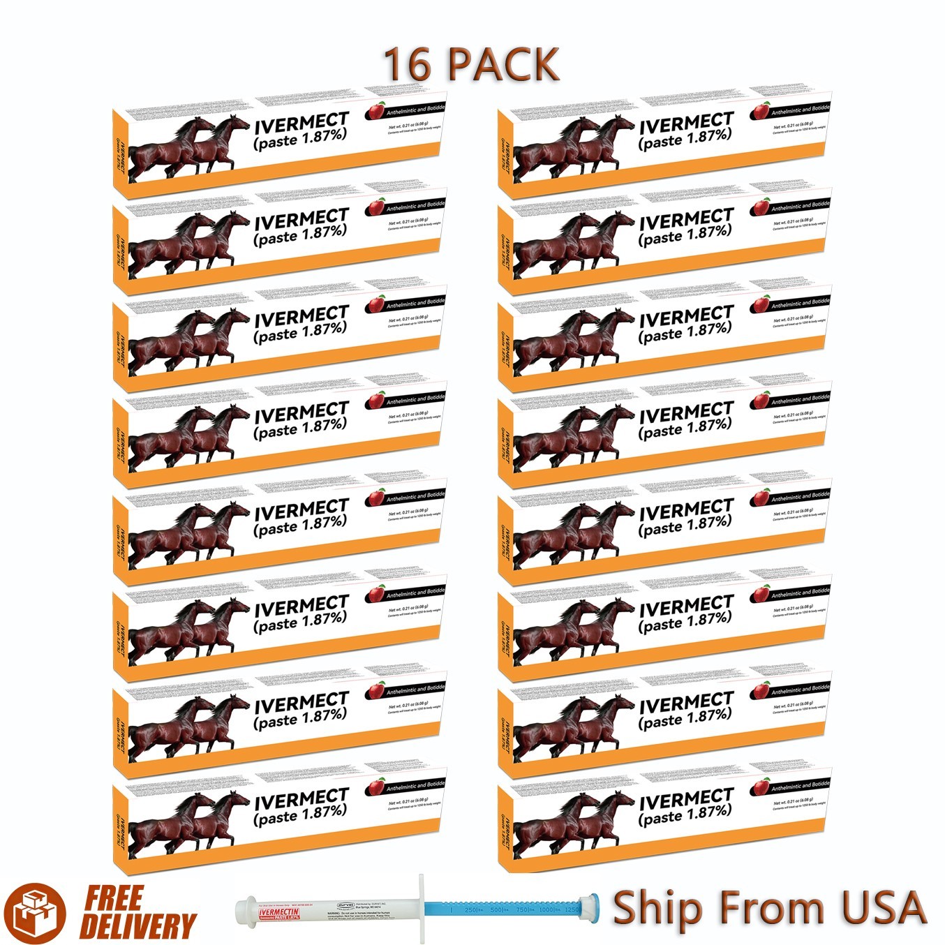 16 Tubes Horse Dewormer | Extended Supply for Multiple Horses
