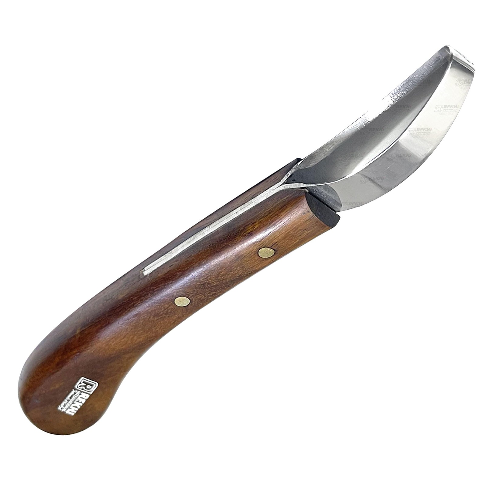 Rekhi Farrier Loop Knife with Wooden Handle – Precision Hoof Care Tool for Ho…