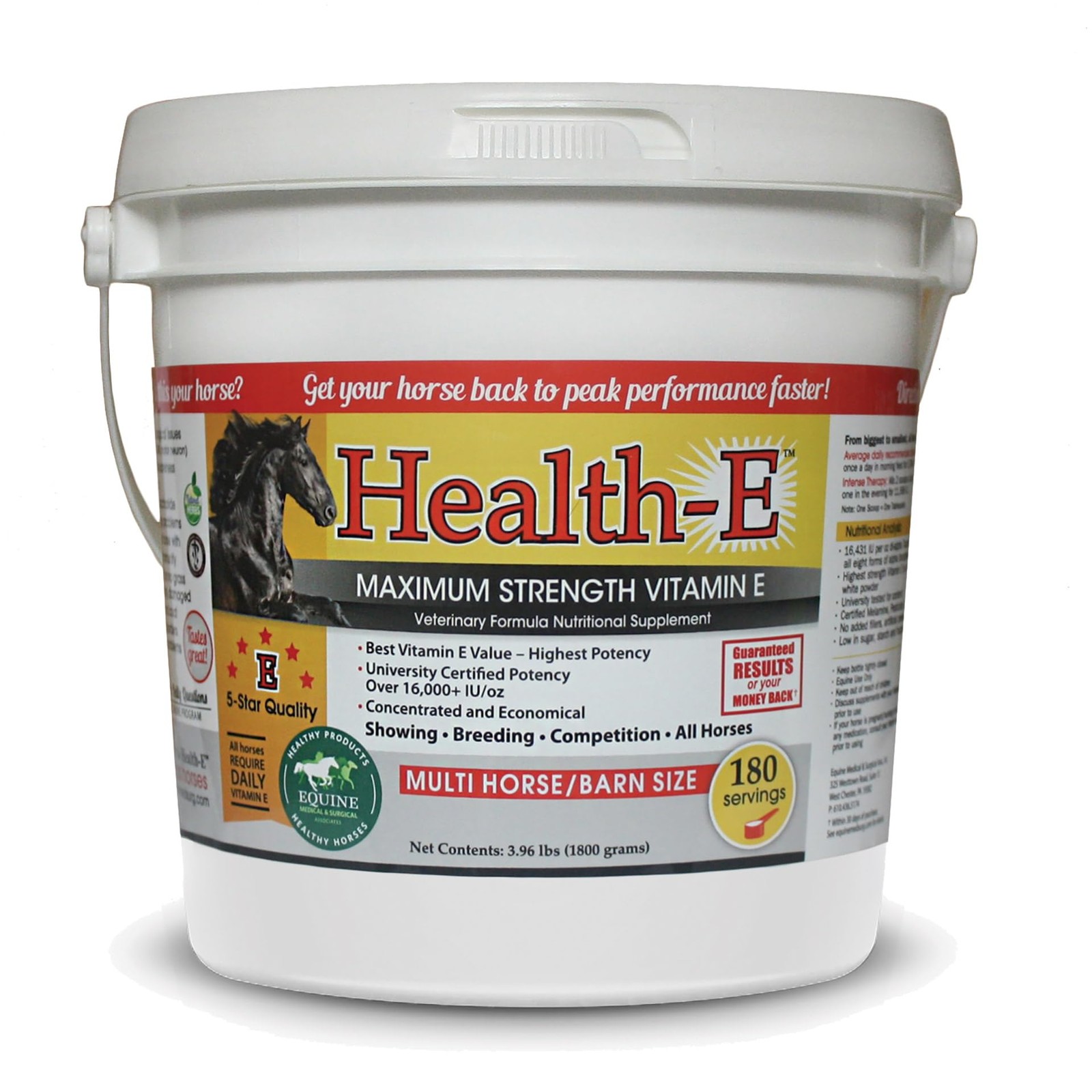 Health-E Vitamin E Supplement for Horses, High-Potency dl-Alpha Tocopherol