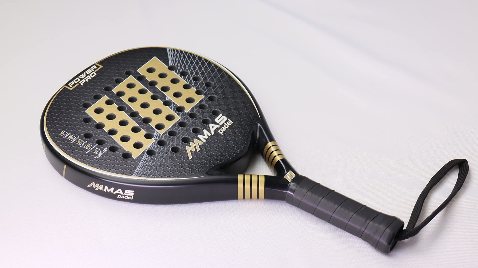 Power Pro Padel Racket Gold/Black, Plain, Adult, 100% Carbon Coating…