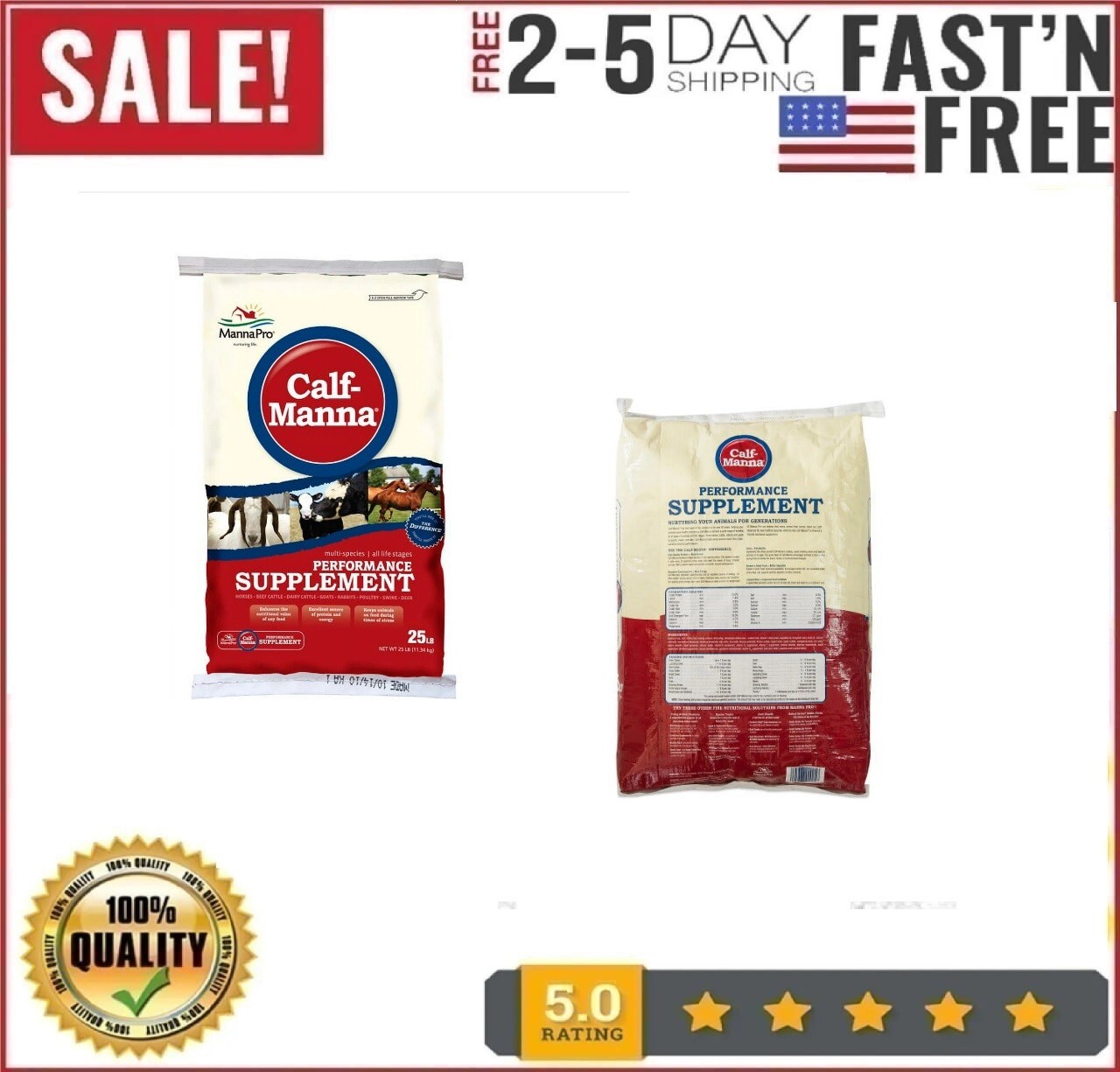 Manna Pro Calf-Manna Horse Treat Farm Animal Feed, 25lb