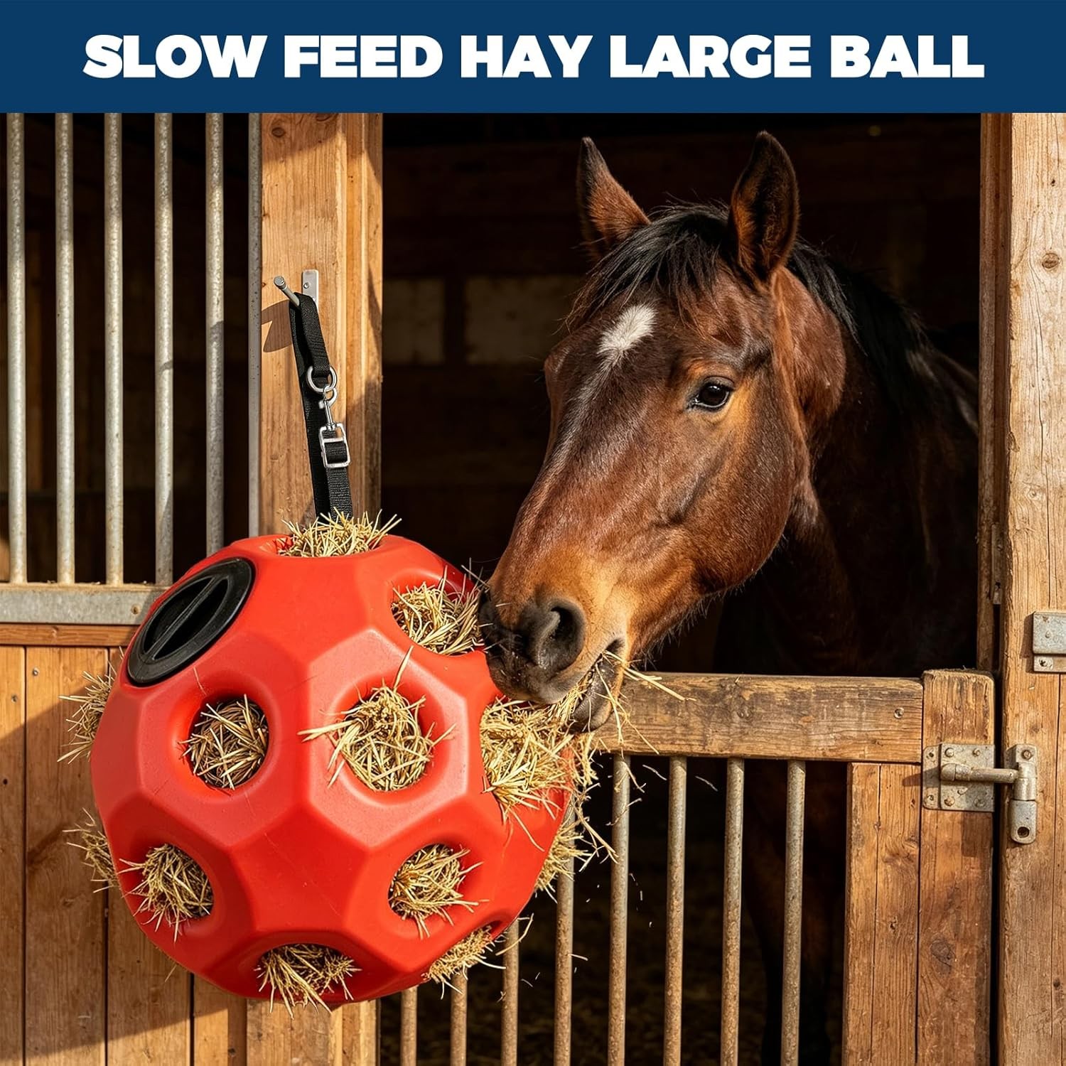 2 Pack 15.75 Inch Slow Feed Hay Ball, Durable Hay Feeder with Hanging Strap