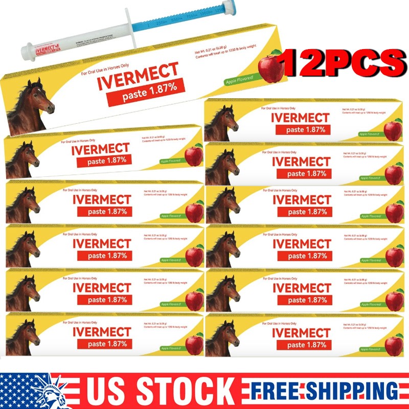 12 Pack New Paste Wormer Horse Dewormer Apple Flavor US Free Shipping EXP 1/2028