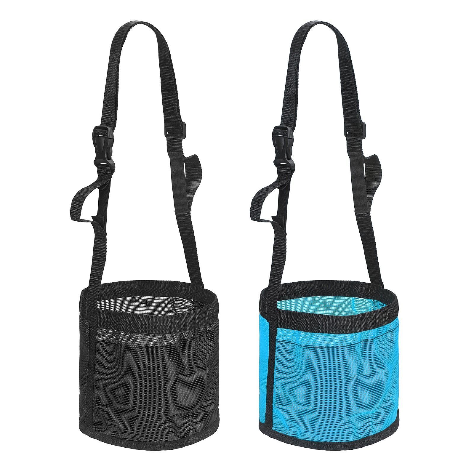 Horse Feed Bag, (Black/Blue, S,2 Pcs), Intended for Horse Feeding Grain