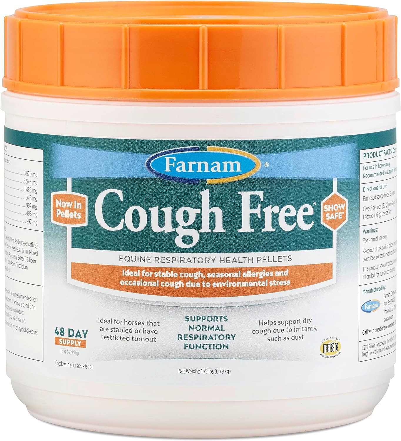 Cough Free Horse Cough Supplement Pellets 1.75 Lb, 48 Day Supply