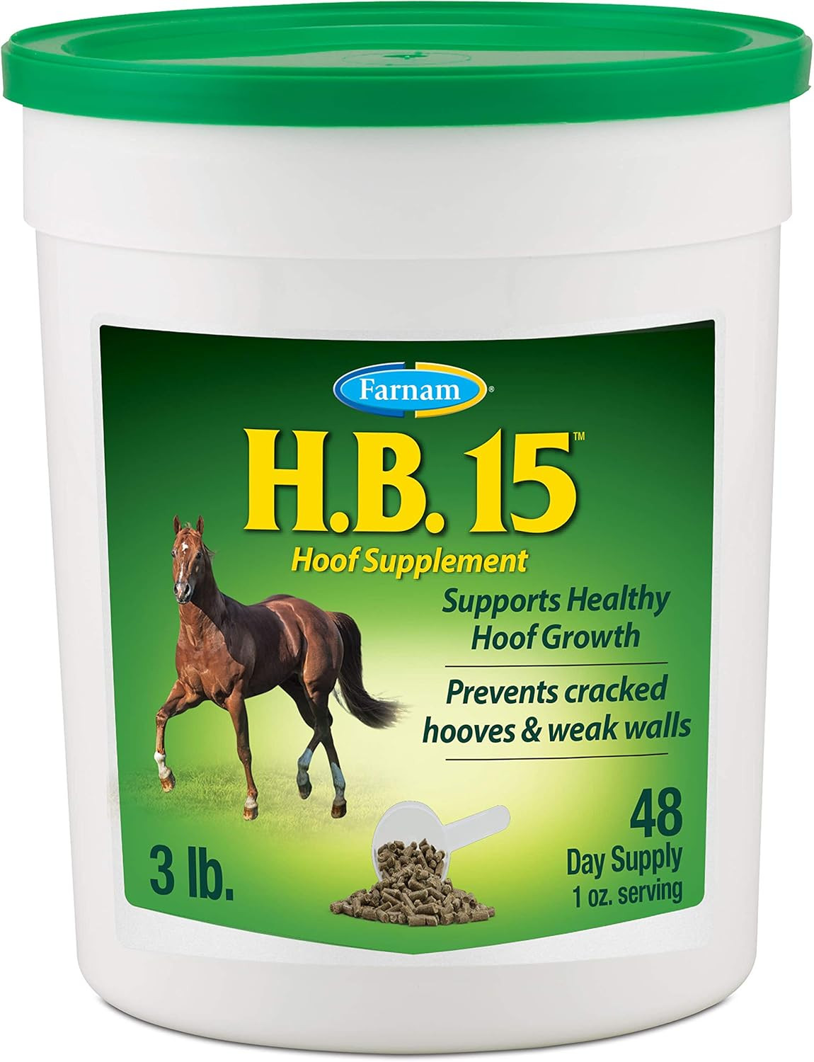 HB 15 Hoof Supplement, Supports Healthy Hoof Growth 3 Pound, 48 Day Supply
