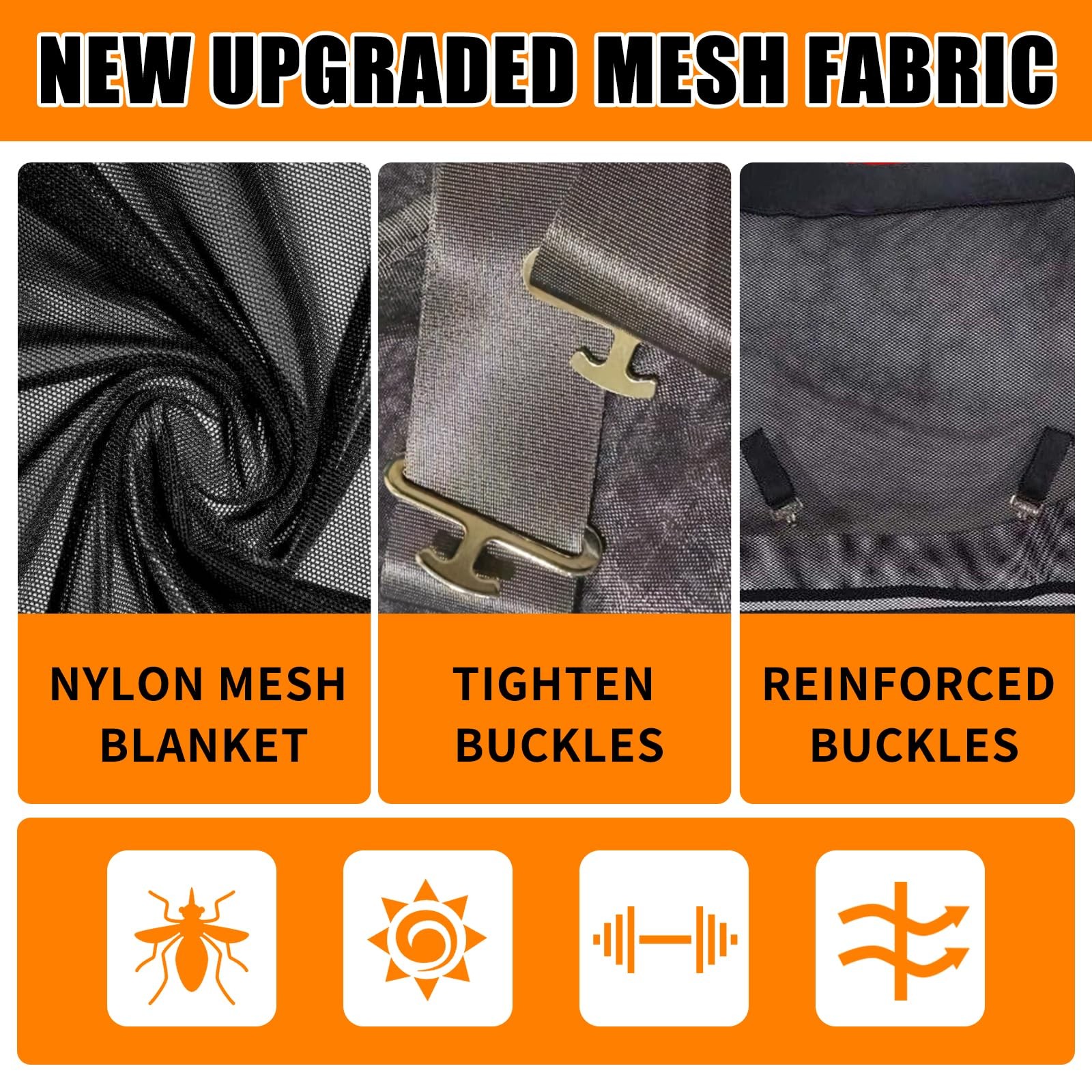 Horse Fly Sheet Breathable, Micro Mosquito Mesh with Adjustable Straps, Light…