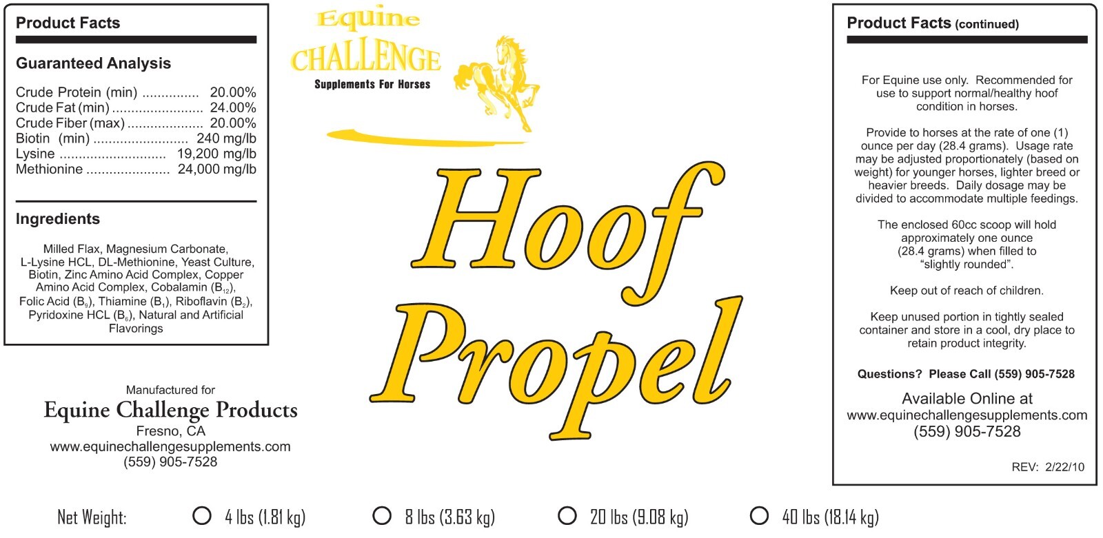 Hoof Propel Horse Hoof Supplement 4 lb. Pail