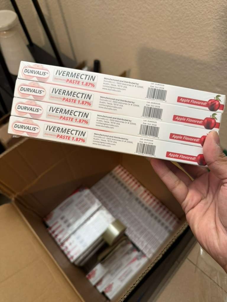 4 Pack Durvalis ermectin Paste 1.87% Apple Flavored Horse Dewormer EXP 10/2028
