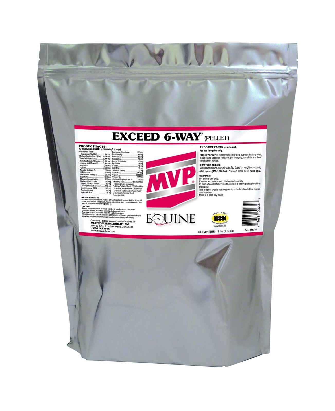 Med-Vet Pharmaceuticals Exceed 6-Way (8 lb) High Level Performance Horse Supp…