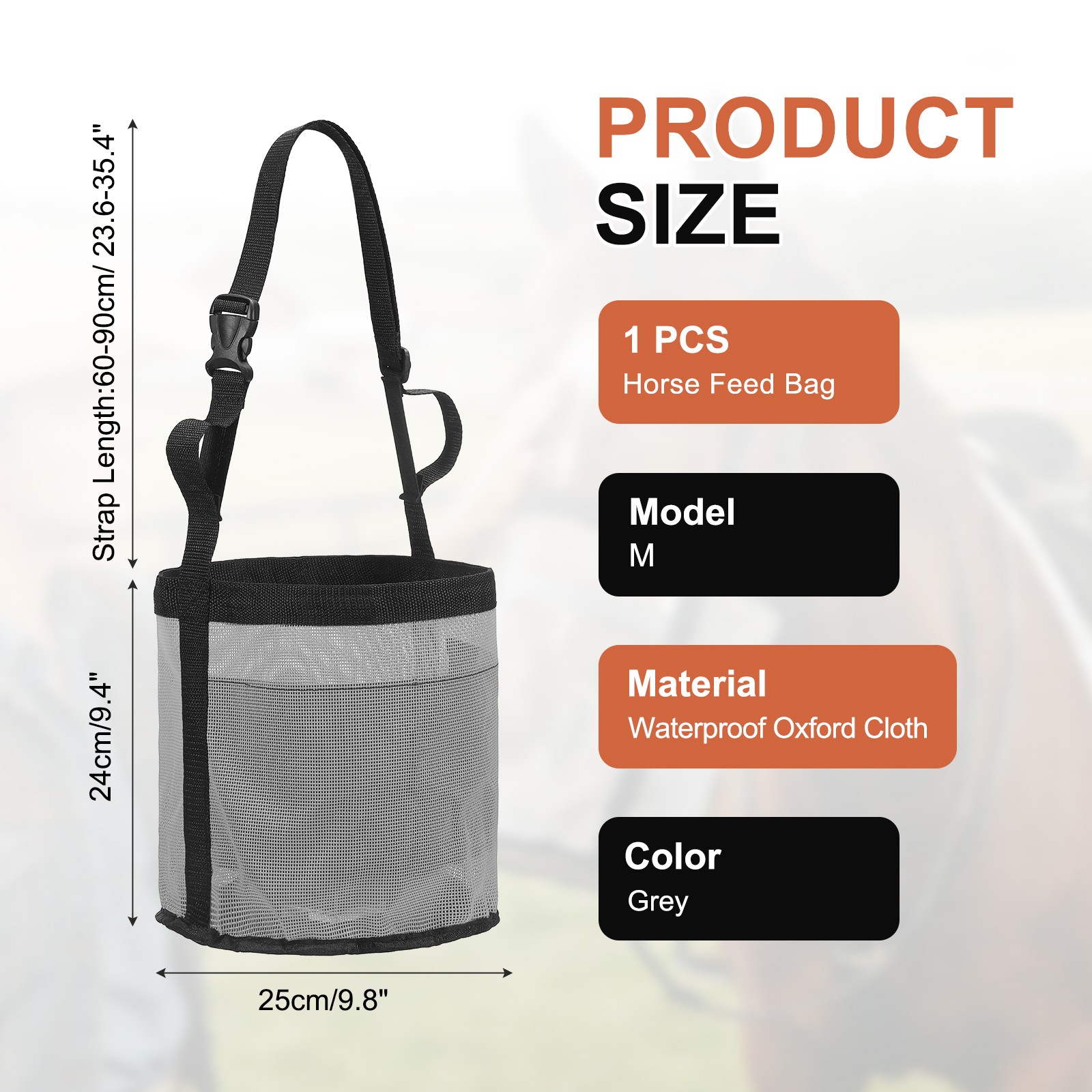 Horse Feed Bag Grey M Intended for Horse Feeding Grain