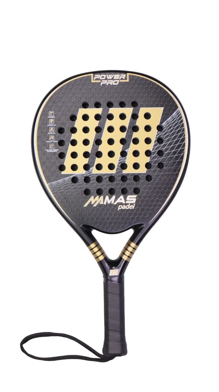 Power Pro Padel Racket Gold/Black, Plain, Adult, 100% Carbon Coating…