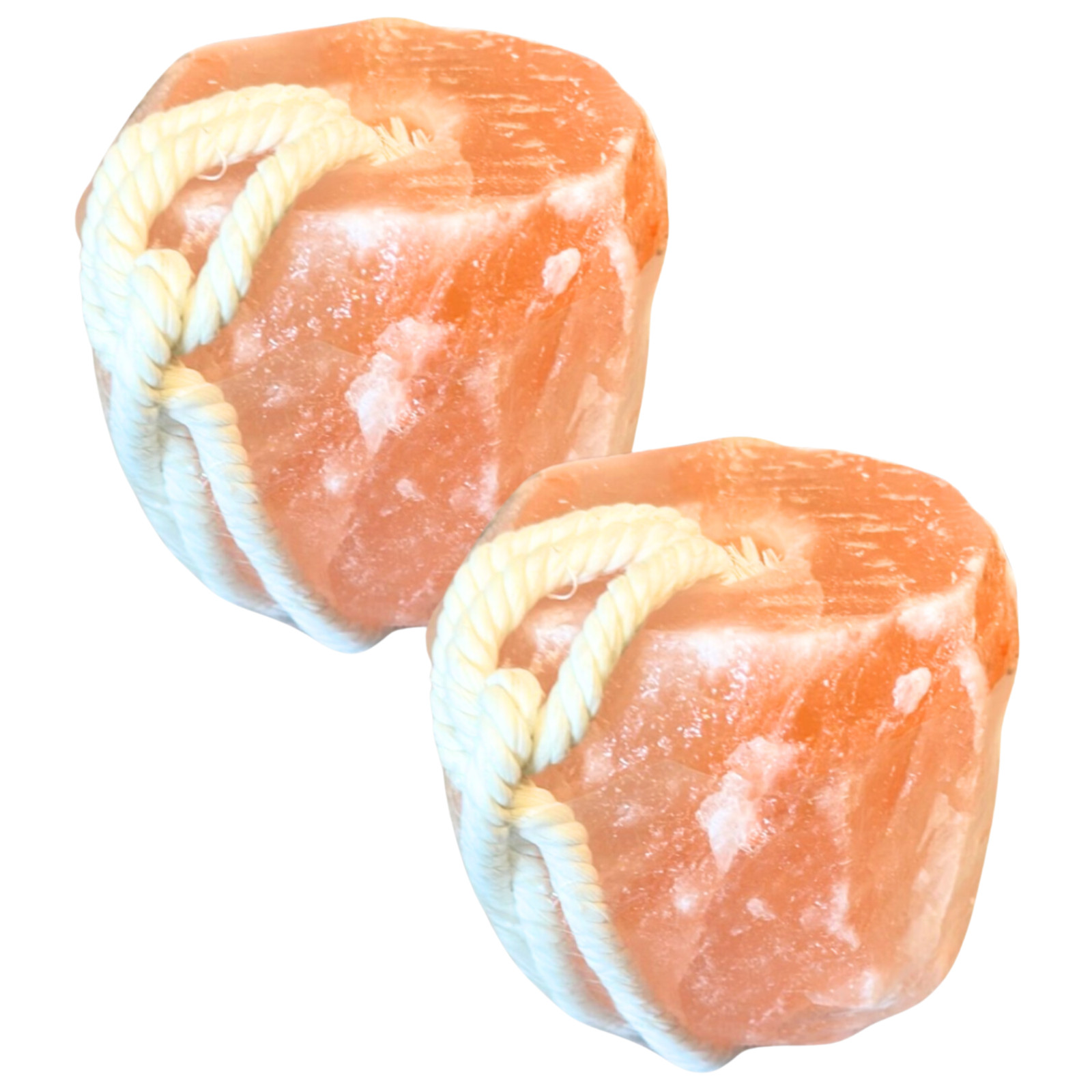 Pack of 2 Pink Himalayan Salt Lick Blocks with Rope | Natural Mineral, FRESH