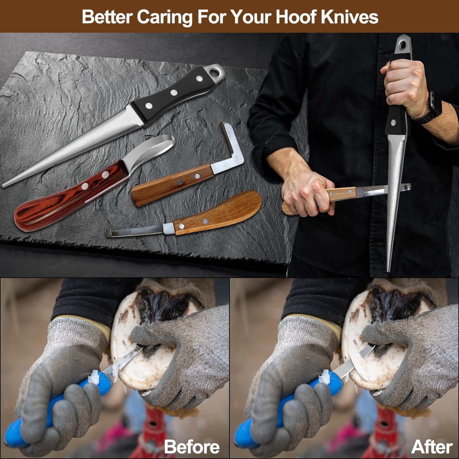 DICAFU Hoof Knife Sharpener,10 Inch Farrier Tool,Honing Rod with Professional…