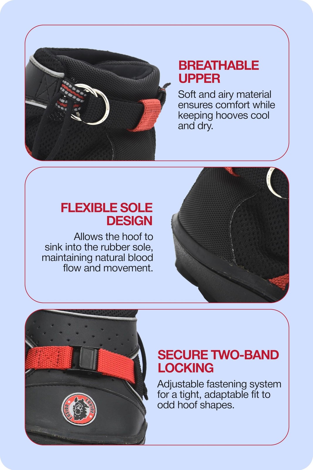 HORZE Equine Fusion Ultra Jogging Shoe Hoof Boot Pair – Black – 12S