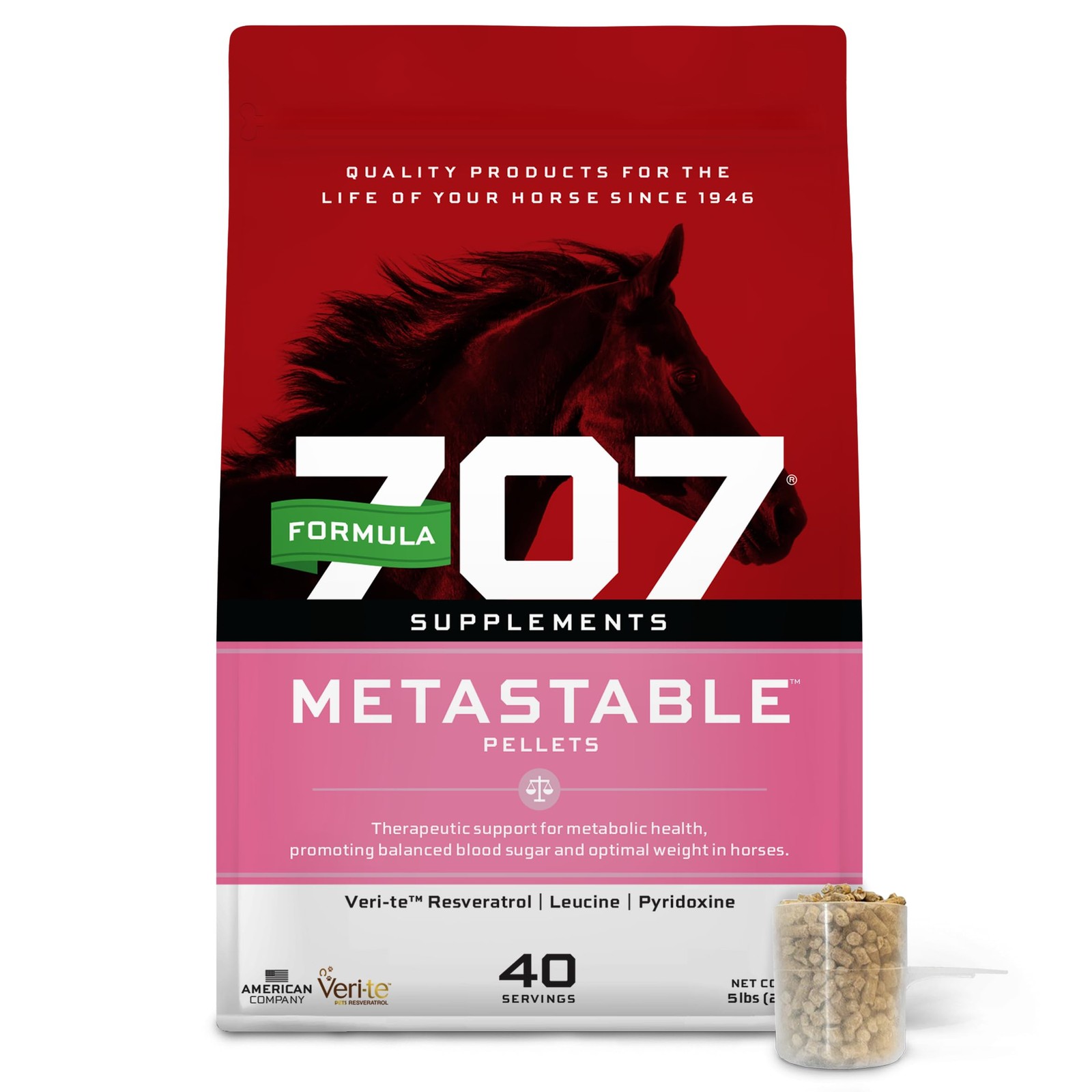 MetaStable Pellets for Horses 5 lb Bag – 40 Servings – University-Studied Sup…