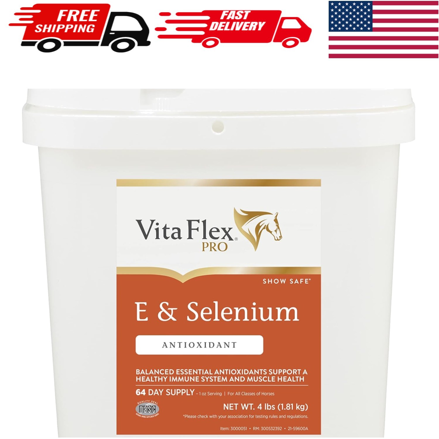 Pro E & Selenium Horse Supplement – Essential Antioxidants, 4 lb, 64-Day Supply