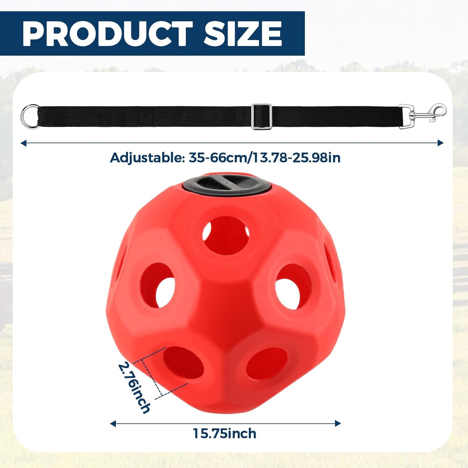 2 Pack 15.75 Inch Slow Feed Hay Ball, Durable Hay Feeder with Hanging Strap