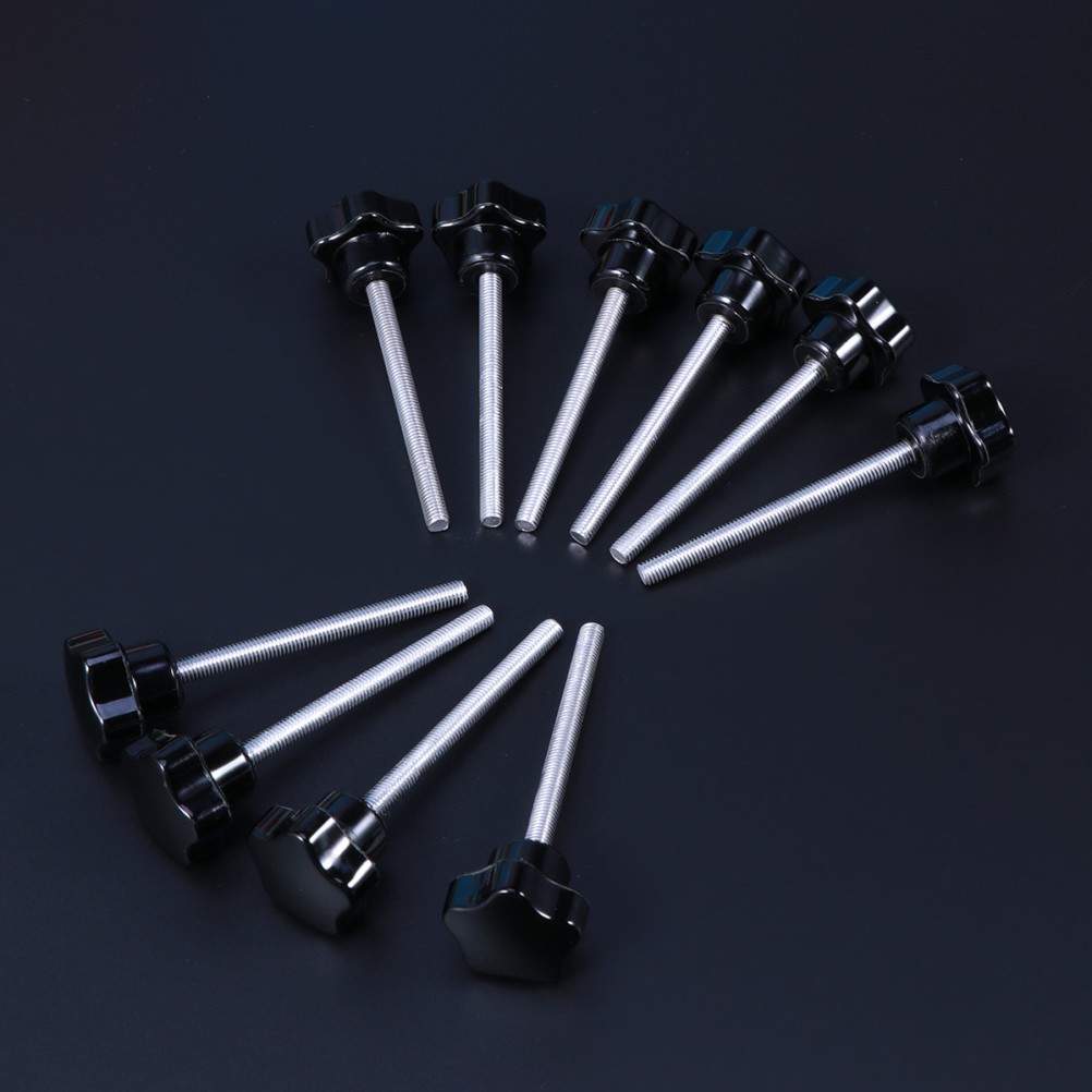 10 PCS M5x60 Hole Screw Grips Clamping Knobs (Black)