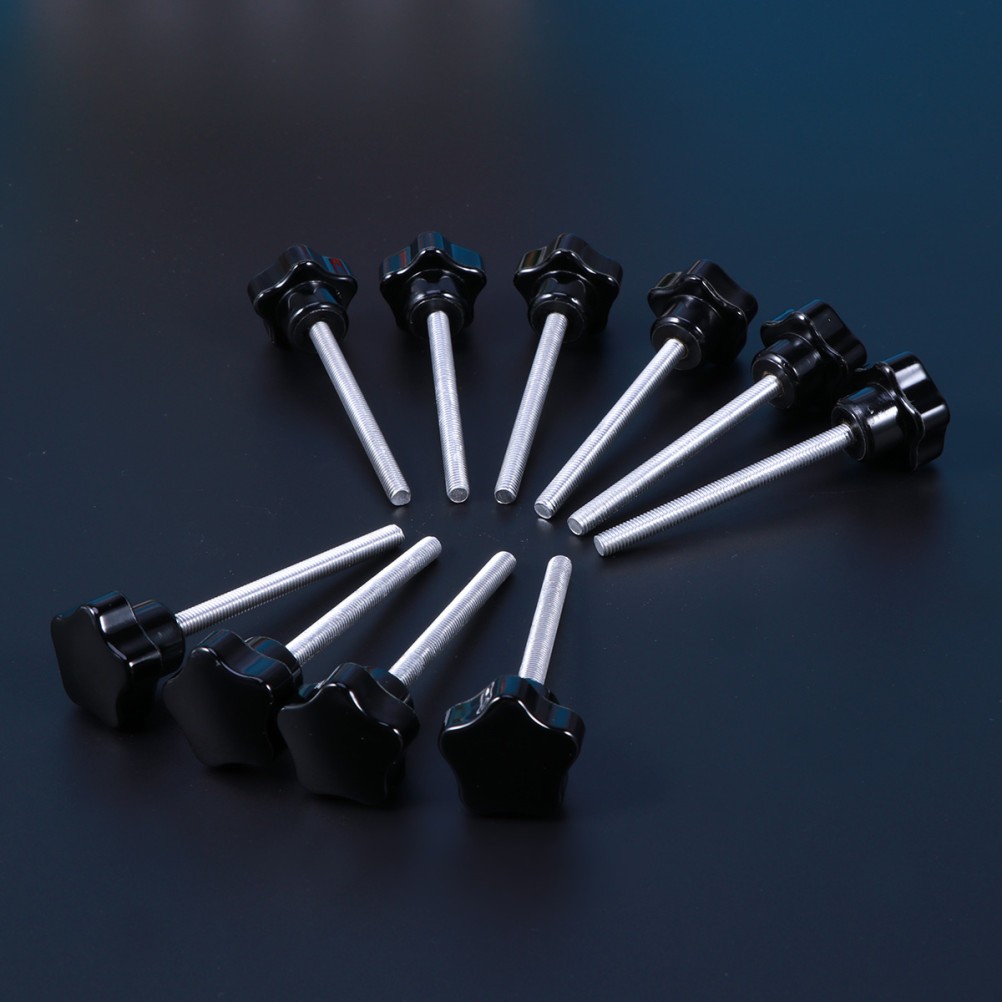10 PCS M5x60 Hole Screw Grips Clamping Knobs (Black)