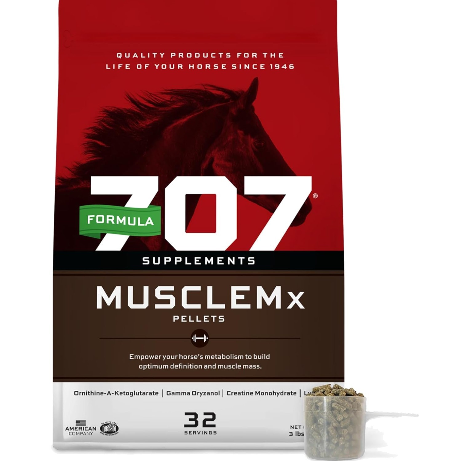 MuscleMx Equine Supplement, 3lb Bag – Conditioning Support and Muscle Builder…
