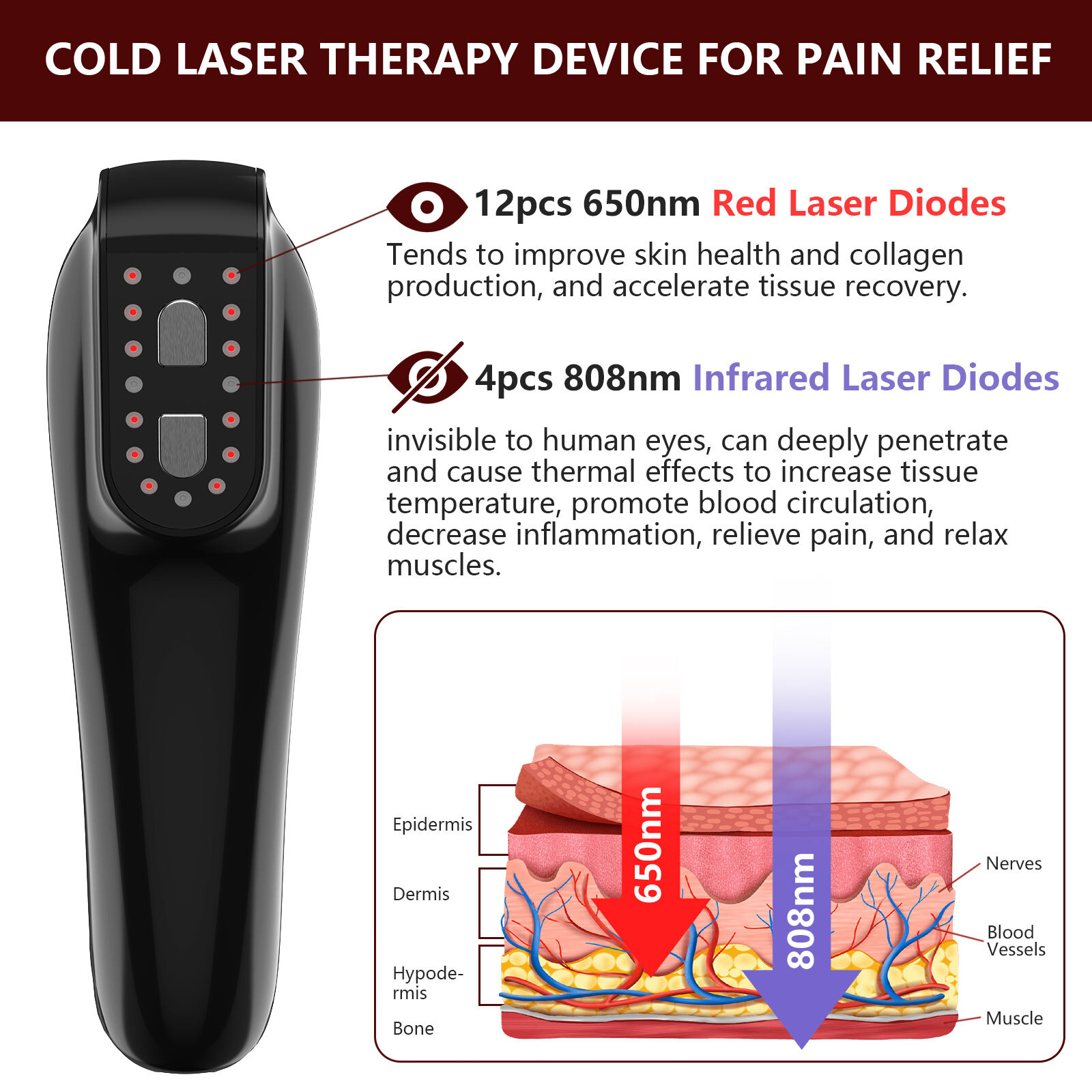 Equine Canine Infrared light Therapy Horse Dog Red Cold Laser Rehab Device Home