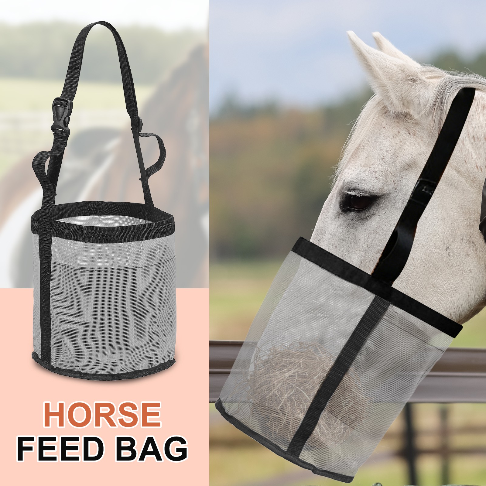 Horse Feed Bag Grey M Intended for Horse Feeding Grain