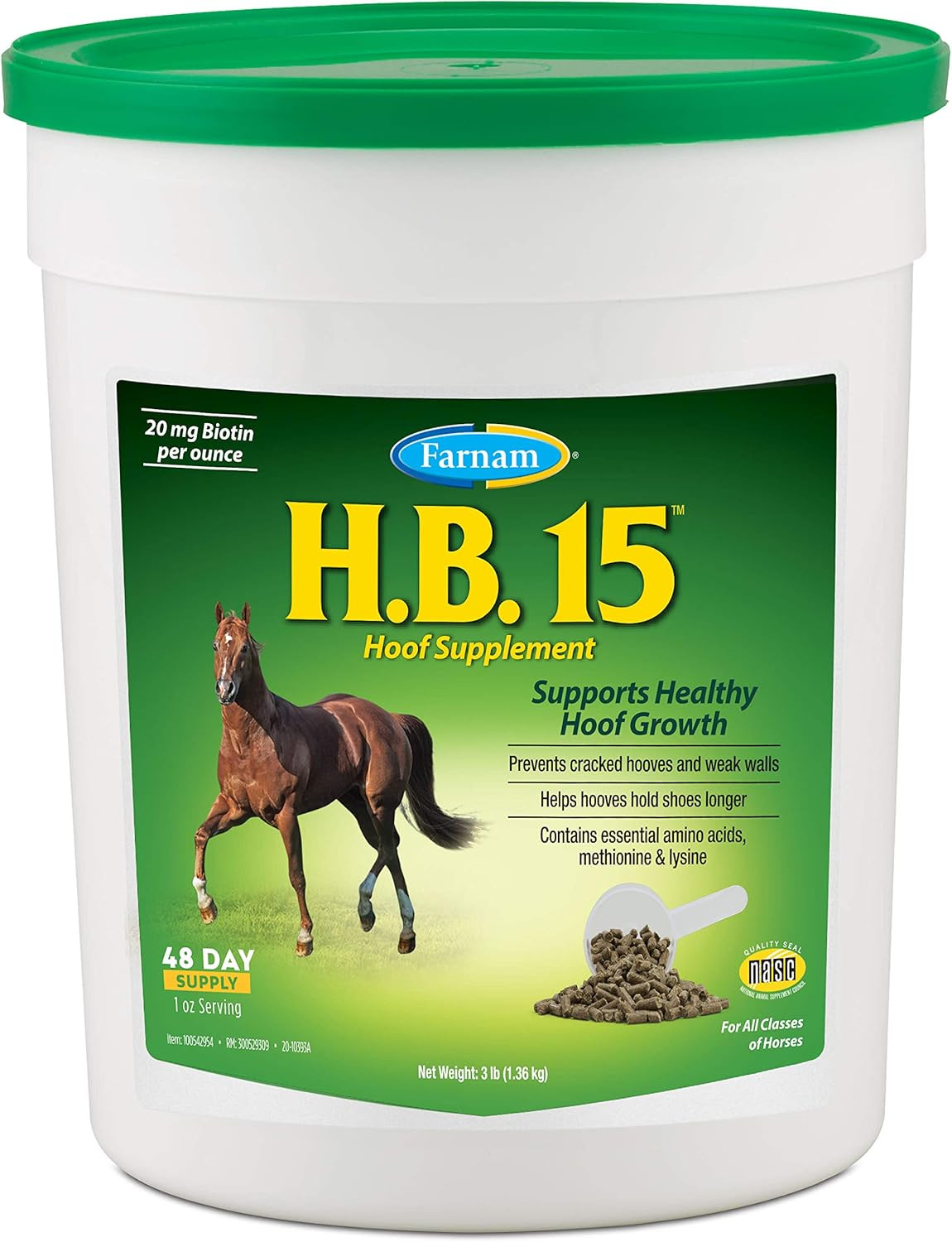 HB 15 Hoof Supplement, Supports Healthy Hoof Growth 3 Pound, 48 Day Supply