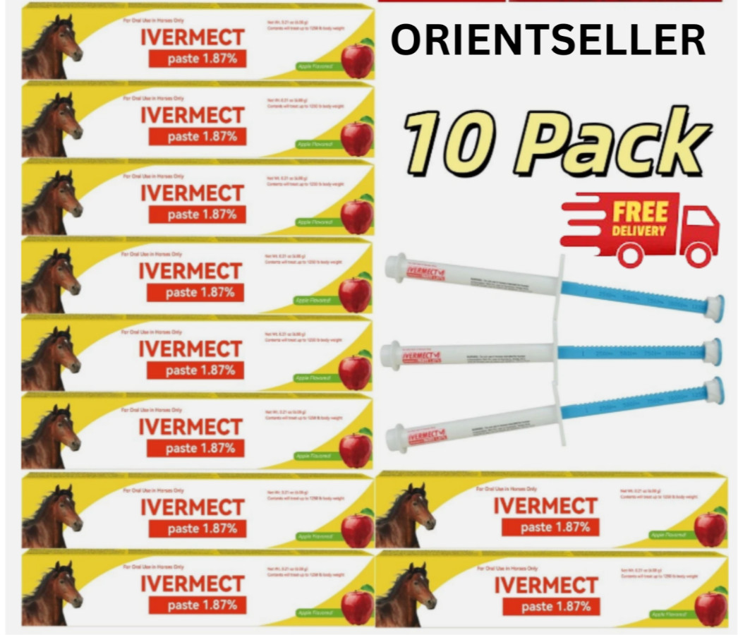10 Pack New Paste Wormer Horse Dewormer Apple Flavor US Free Shipping EXP01/2028