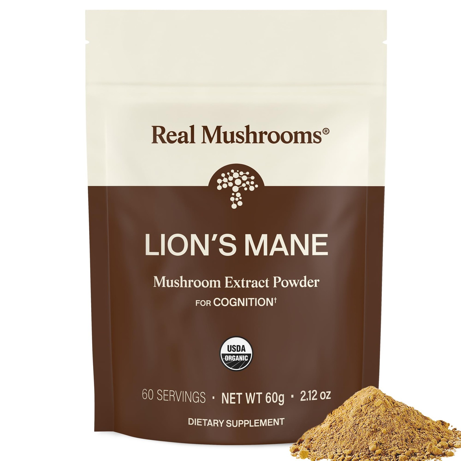 Real Mushrooms Lions Mane Mushroom Supplement – 2.11 Ounce (Pack of 1), White