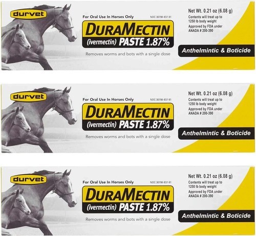 Duramectin Equine Wormer Paste – 3 Tubes exp date 2027