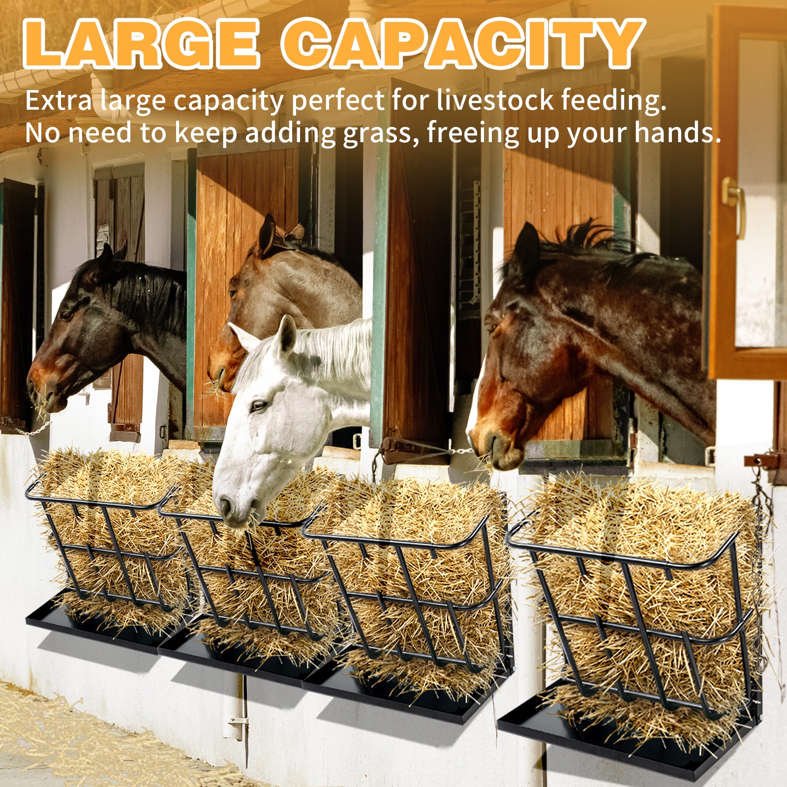 2in1 Hay Feeder Detachable Grain Tray Goat Sheep Livestock Wall Mount Steel Rack