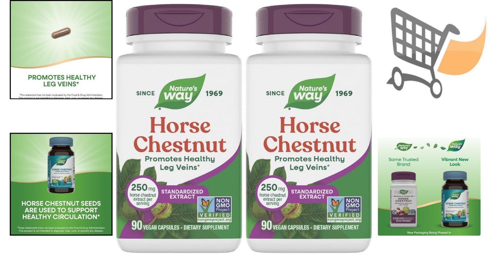 Horse Chestnut Extract 250mg Supports Healthy Veins Circulation 180 Capsules