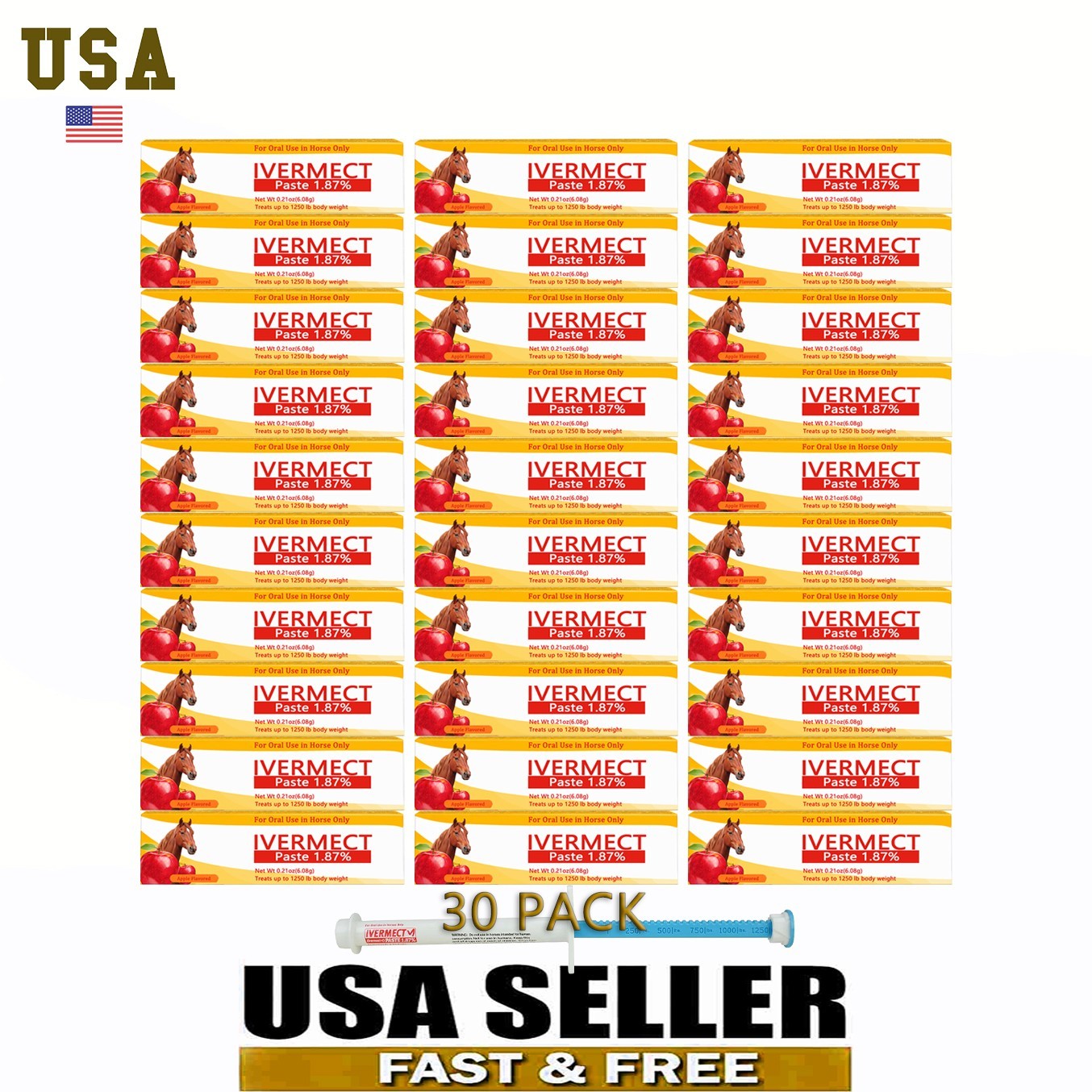 30 Pack for Large Stables – Horse Dewormer Paste, 1/2028