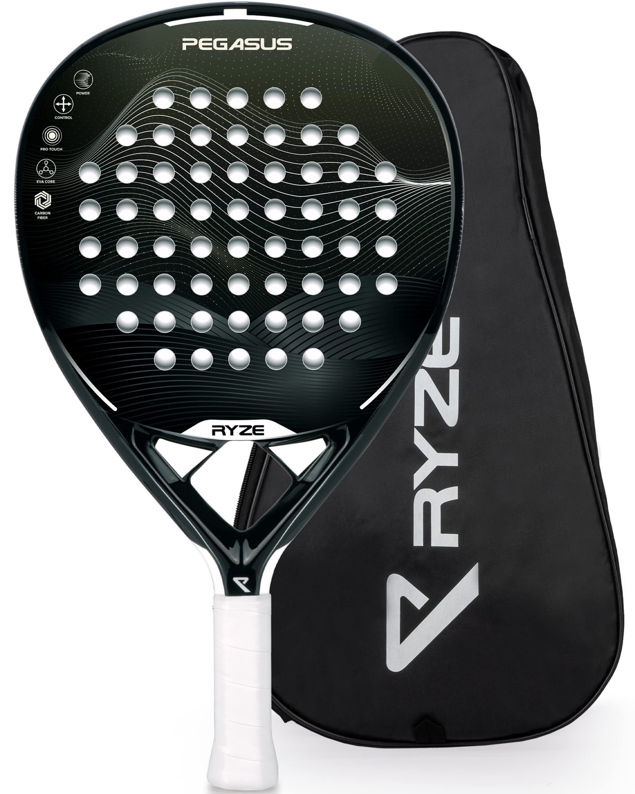 Pegasus Padel Racket 100% Carbon Fibre Maximum Power & Control 360g…