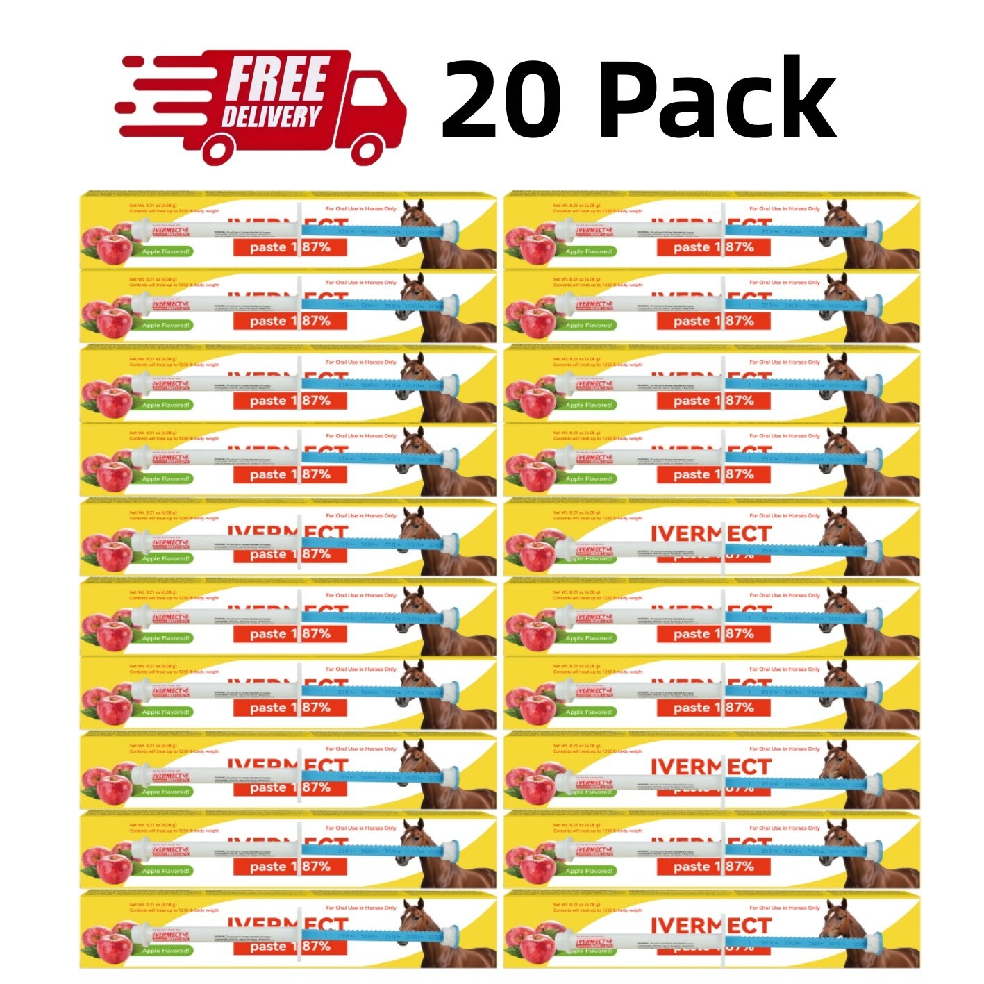 20 Pack In Box Paste Horse Dewormer Apple Flavor wormer ?EXP 01/2028?