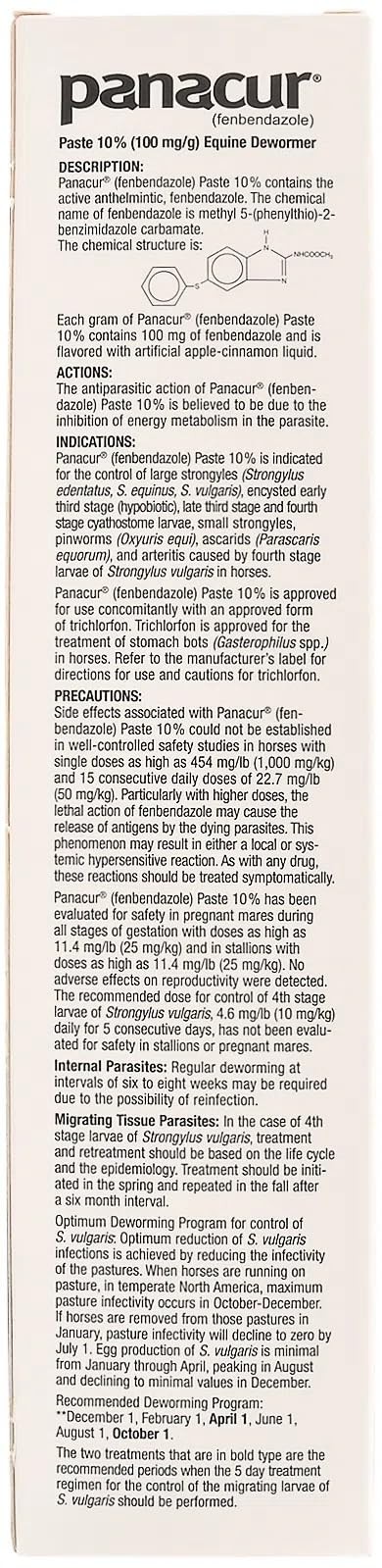 (3 Pack) PANACUR Dewormer Horse Paste 10%, 100mg Each White