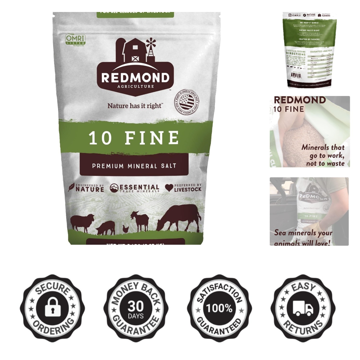 10 Fine 5LB Natural Mineral Salt for Livestock – All Breeds, Health & Nutrition