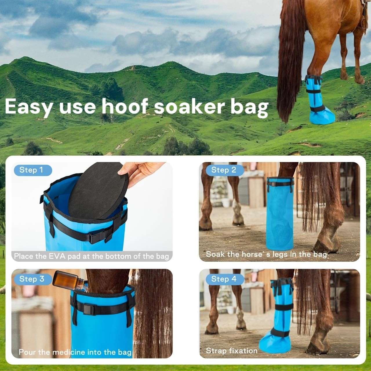 GARFTAI 2 Piece Easy Use Hoof Soaking Boot for Horses,Horse ice Boots,Horse h…