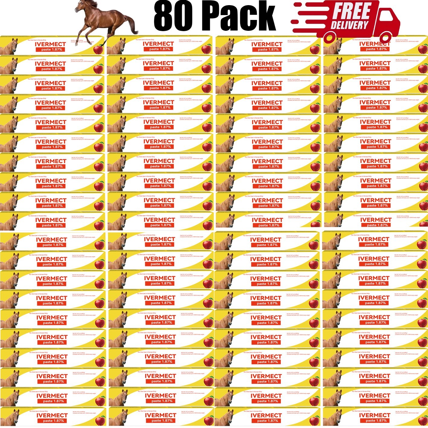（80 Pack）Horse Dewormer Paste Apple Flavor EXP 01/2028 Convenient Operation