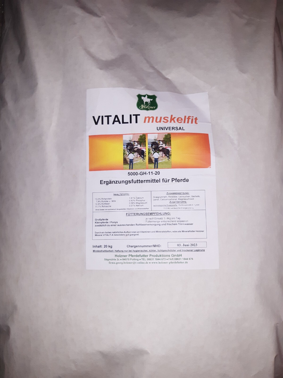 HolznerVital Holzner Vital Muskelfit 20kg 1,29€/kg Pferdefutter